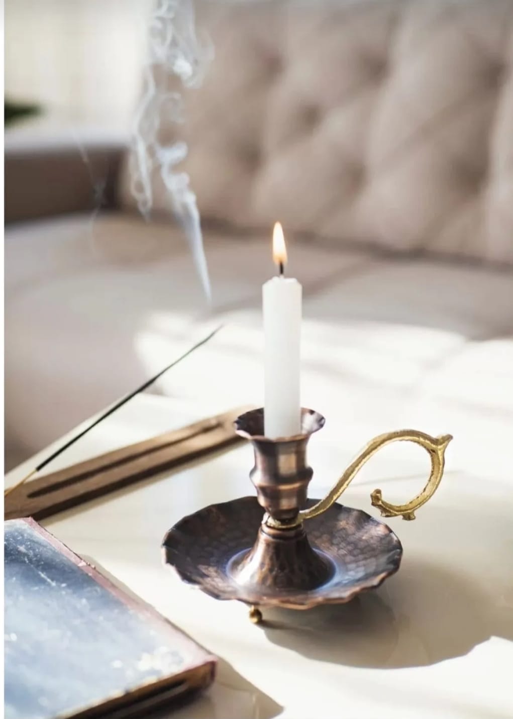 El Yapımı Vintage Bakır Şamdan – Antik Görünümlü Dekoratif Mumluk